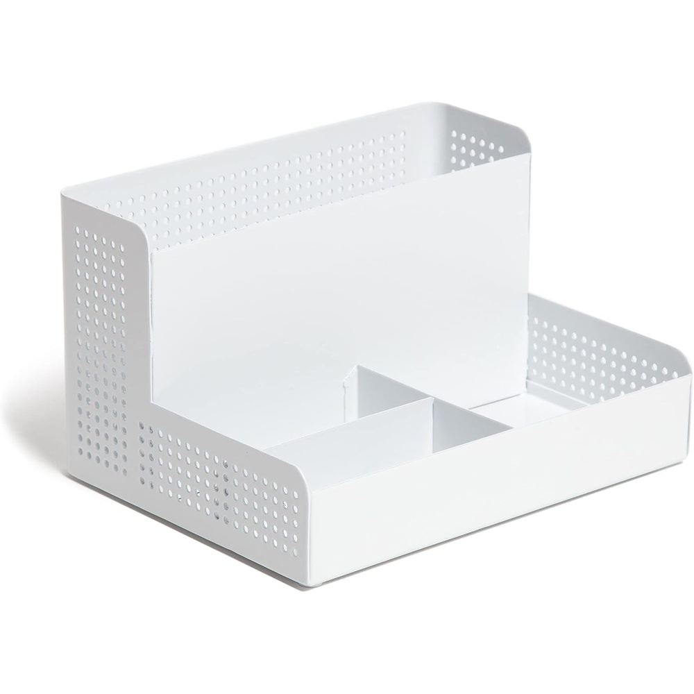 image:imageU Brands Modern Perforated Storage Cup Desk Organizer Office Supplies White Metal 1 Count
