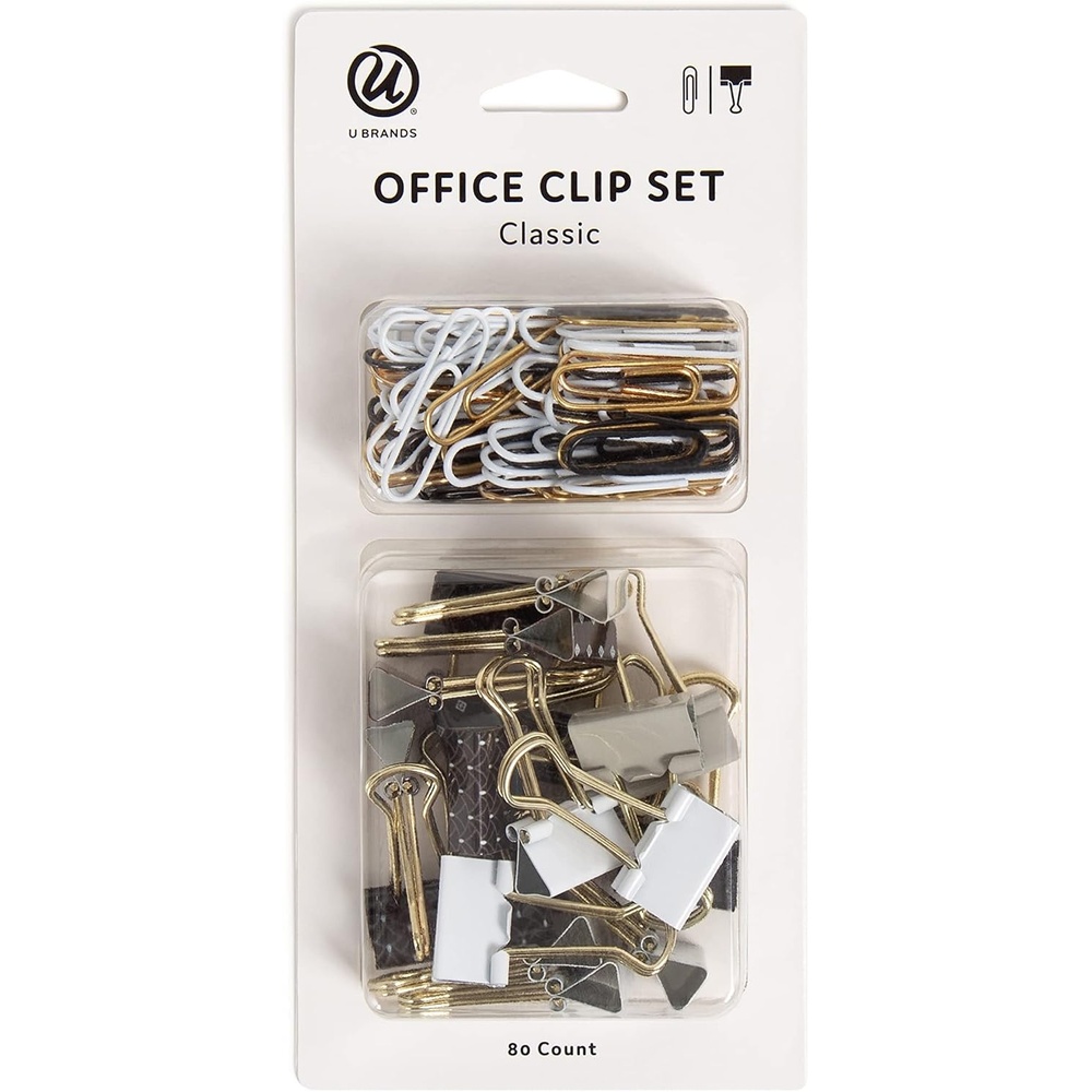 image:imageU Brands Office Accessory Kit Office Supplies Includes 60 Paper Clips and 20 Small Binder Clips ClassicClassic