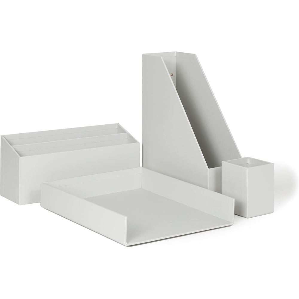 image:imageU Brands Paper Wrapped Desk Organization Set Office Organization Supplies Solid Gray 4 Pieces
