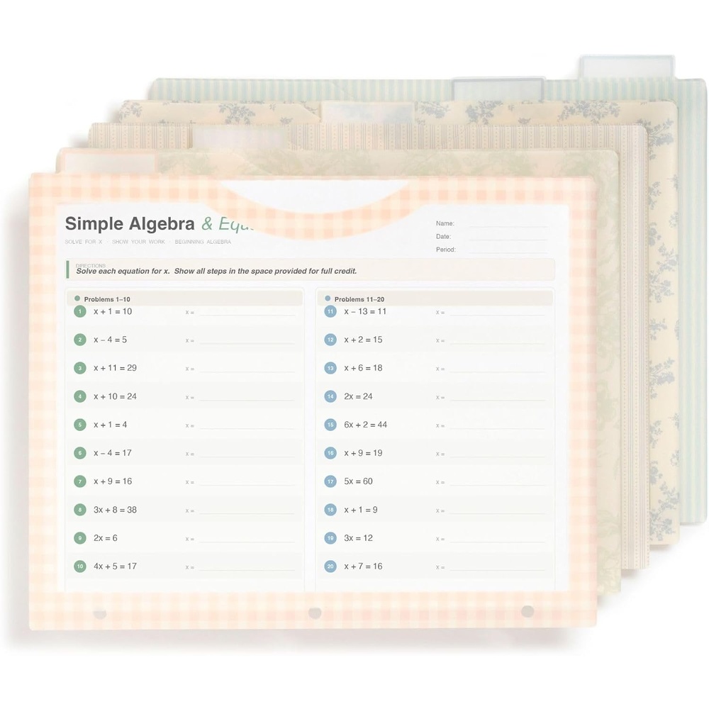image:imageU Brands Poly 5Tab Three Ring Binder Dividers with Tabs and Pockets Clear View 10 Set Assorted Brights 3Hole Punched Pocket Dividers5Tab  Romantic Vintage  5 Count