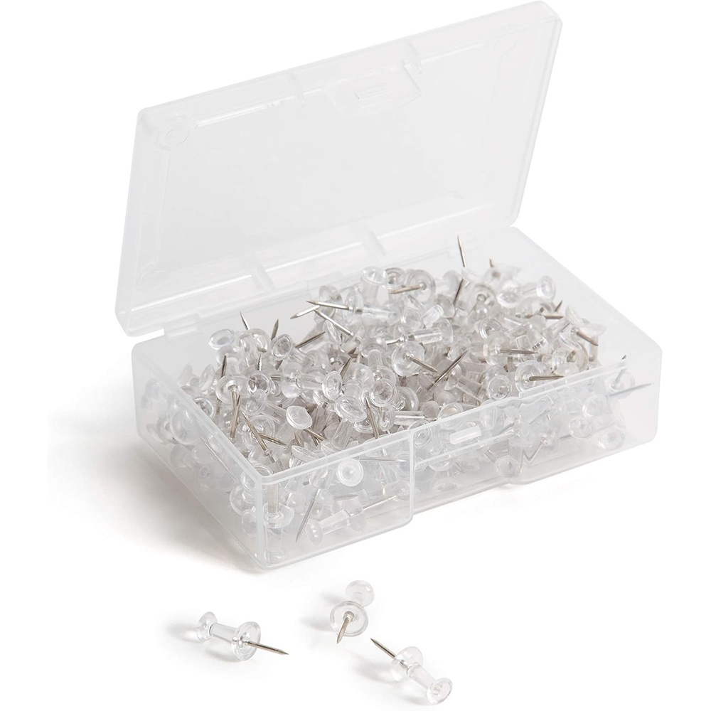 image:imageU Brands Push Pins Clear Plastic Head Steel Point 200Count 3088U0624Silver Steel