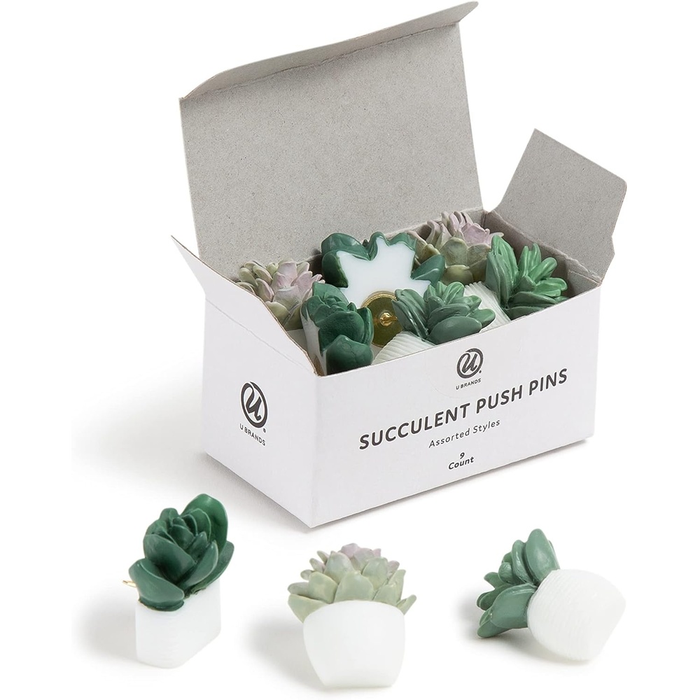 image:imageU Brands Succulent Push Pins Set Office Supplies Three Assorted Styles 9 Count