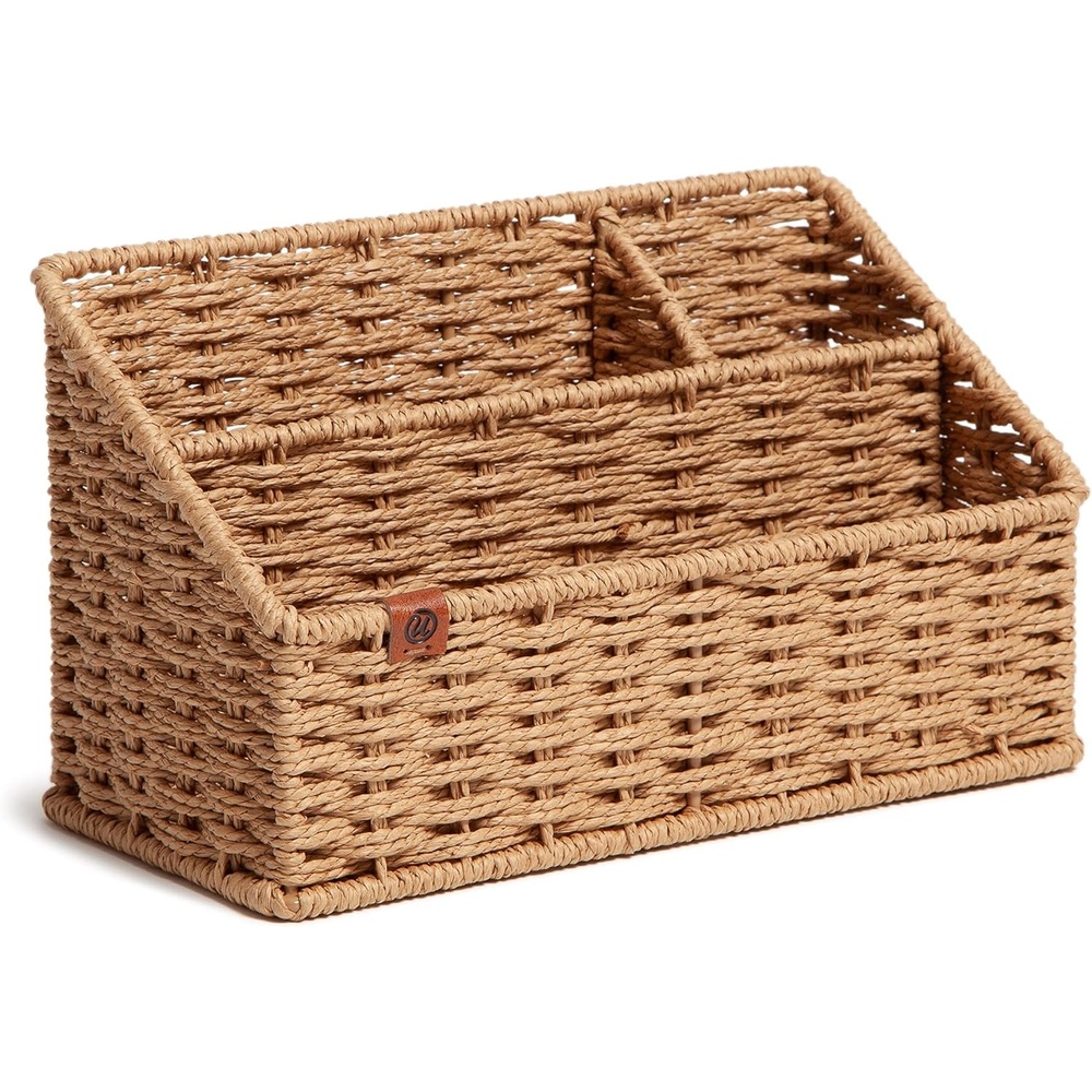 image:imageU Brands Woven Allin1 Desk Organizer RattanInspired Wicker Style Office Organization Supplies 1 Count Brown