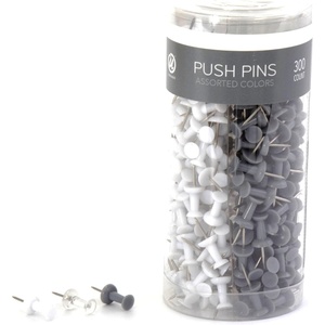 U Brands 3092U0624 Fashion Metal Thumbtacks, Metal, Brass, 3/8-Inch, 200/Pack(Black/White/Gray)