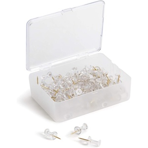 U Brands 3092U0624 Fashion Metal Thumbtacks, Metal, Brass, 3/8-Inch, 200/Pack(Clear/Gold)