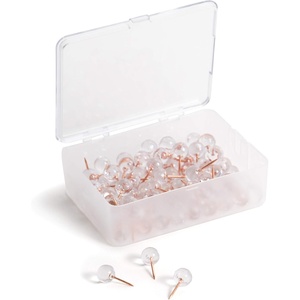 U Brands 3092U0624 Fashion Metal Thumbtacks, Metal, Brass, 3/8-Inch, 200/Pack(Clear/Rose)