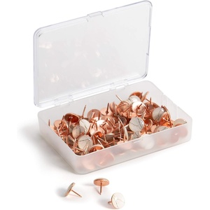 U Brands 3092U0624 Fashion Metal Thumbtacks, Metal, Brass, 3/8-Inch, 200/Pack(Marble/Rose)