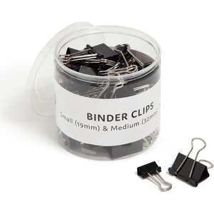 U Brands Binder Clips, Assorted Sizes, Small 3/4-Inch Width and 1/3-Inch Paper Holding Capacity, Medium 1-1/4-Inch Width and 1/2-Inch Paper Holding Capacity, Black and Silver Steel, 80-Count