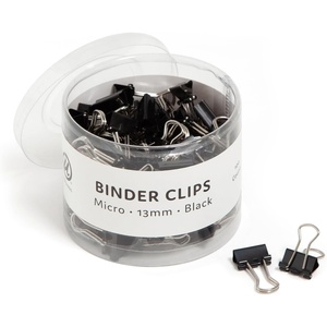 U Brands Binder Clips, Micro 1/2-Inch Width, 1/5-Inch Paper Holding Capacity, Black and Silver Steel, 100-Count – 650U08-24