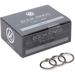 U Brands Book Rings Set, Office Supplies, Binder Accessories, Silver, 3”, 12 Count(100 Count)