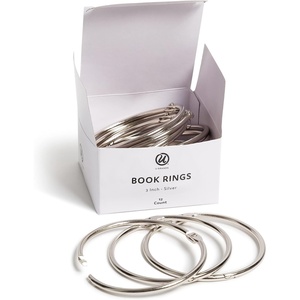U Brands Book Rings Set, Office Supplies, Binder Accessories, Silver, 3”, 12 Count(12 Count)