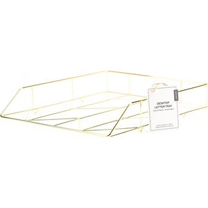 U Brands Desktop Letter Tray, Wire Metal, Gold(Gold)