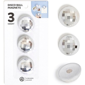 U Brands Disco Ball Locker Magnets, Set of 3, Silver, Fun Magnetic Locker Accessories for School, Whiteboard Accessories, Cute Magnets for Refrigerator