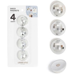 U Brands Disco Ball Locker Magnets, Set of 4, Silver, Fun Magnetic Locker Accessories for School, Whiteboard Accessories, Cute Magnets for Refrigerator