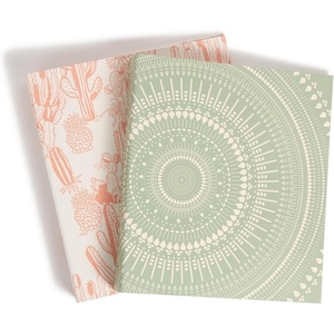 U Brands Eco-Conscious 1“ Binders, Set of 2, Artist Touch Prints, Silver Metal O-Rings(Sage Green Boho Chic Prints)
