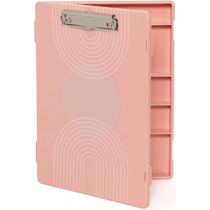 U Brands Fashion Storage Clipboard, Romantic Vintage Print, 8 Interior Dividers, Metal Clip, Hard Writing Surface, 13 x 9.8 Inches(Modern Geo Curve)