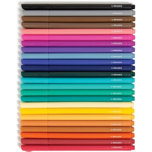 U Brands Fine Liners Felt Tip Pens, Set of 24, Fine (0.5 mm) Point, Assorted Colors