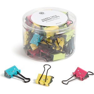 U Brands Happy Face Binder Clips, Bright Colors with Black Prongs, Office Organization Supplies, 32mm, 48 Count