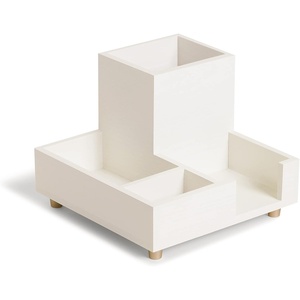 U Brands Juliet Compartment Cup, Office Organization Supplies, White and Gold, 1 Count