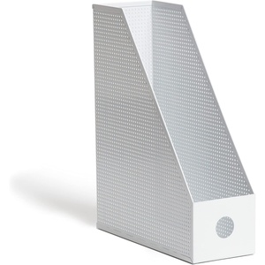 U Brands Modern Perforated Magazine Holder, Office Supplies, Metal, White, 12.2” x 3.74” x 9.65” 1 Count