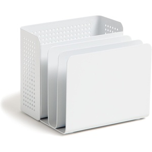 U Brands Modern Perforated Metal Sorter Cup, Desktop Organizer, White, 4.41 x 3.94 x 4.29 Inches