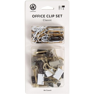 U Brands Office Accessory Kit, Office Supplies, Includes 60 Paper Clips and 20 Small Binder Clips, Classic(Classic)