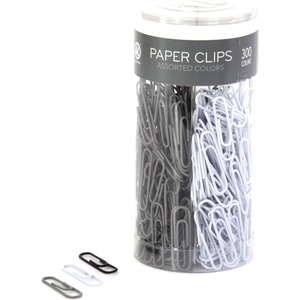 U Brands Paper Clips, Medium 1-1/8-Inch, Black White and Gray Fashion Colors, 300-Count