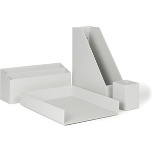 U Brands Paper Wrapped Desk Organization Set, Office Organization Supplies, Solid Gray, 4 Pieces