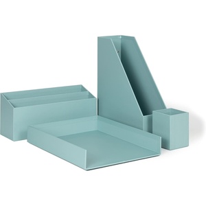 U Brands Paper Wrapped Desk Organization Set, Office Organization Supplies, Solid Teal, 4 Pieces