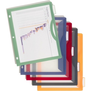 U Brands Poly 5-Tab Three Ring Binder Dividers with Tabs and Pockets, Clear View, 10 Set, Assorted Brights, 3-Hole Punched Pocket Dividers(5-Tab – Classis Core – 10 Count)