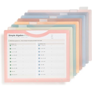 U Brands Poly 5-Tab Three Ring Binder Dividers with Tabs and Pockets, Clear View, 10 Set, Assorted Brights, 3-Hole Punched Pocket Dividers(8-Tab – Geo Curve Modern – 8 Count)