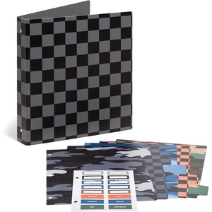 U Brands Poly Performance 1″ Binder with 5 Tab Dividers and Labels, Checkered Print, Silver Metal O-Rings(Checkered Print)