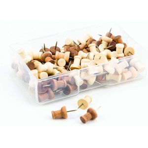 U Brands Standard Wooden Push Pins Set, Office Supplies, 150 Pieces(Natural and Dark)