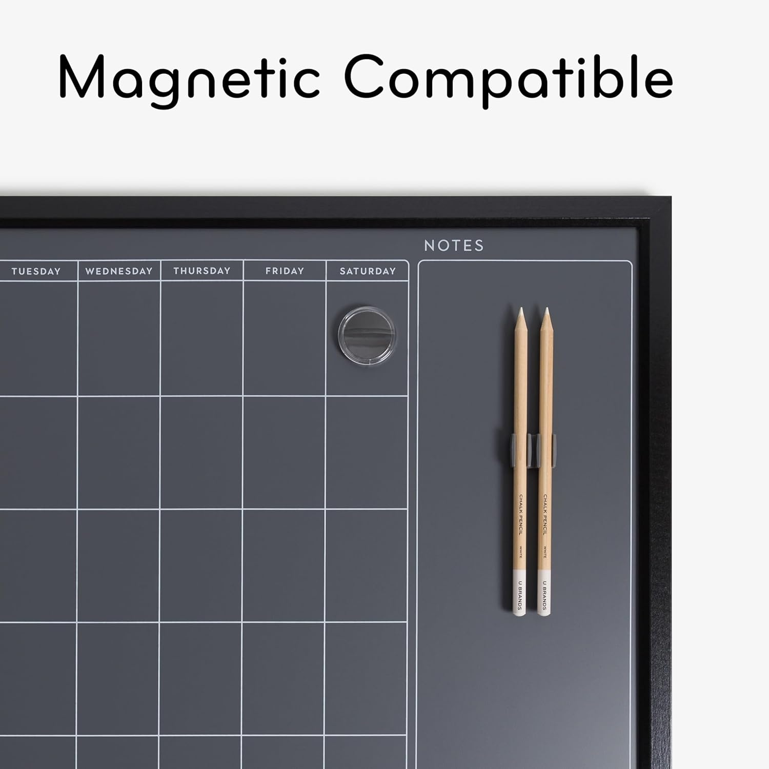 image:imageU Brands 16 x 20 Magnetic Monthly Calendar Chalkboard with Rustic Wood Frame Blackboard Surface Wall Mountable Monthly Planner Board Magnetic Calendar for Home Office Kitchen ClassroomBlack Frame