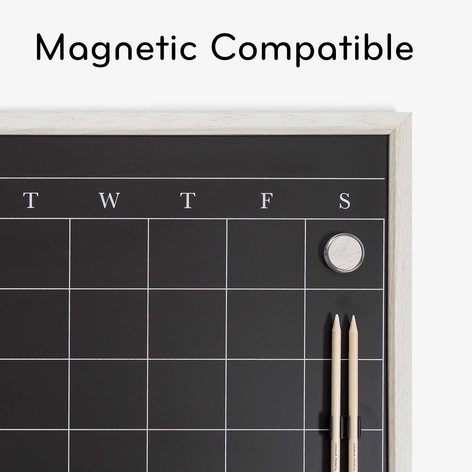 image:imageU Brands 16 x 20 Magnetic Monthly Calendar Chalkboard with Rustic Wood Frame Blackboard Surface Wall Mountable Monthly Planner Board Magnetic Calendar for Home Office Kitchen ClassroomWhite Frame