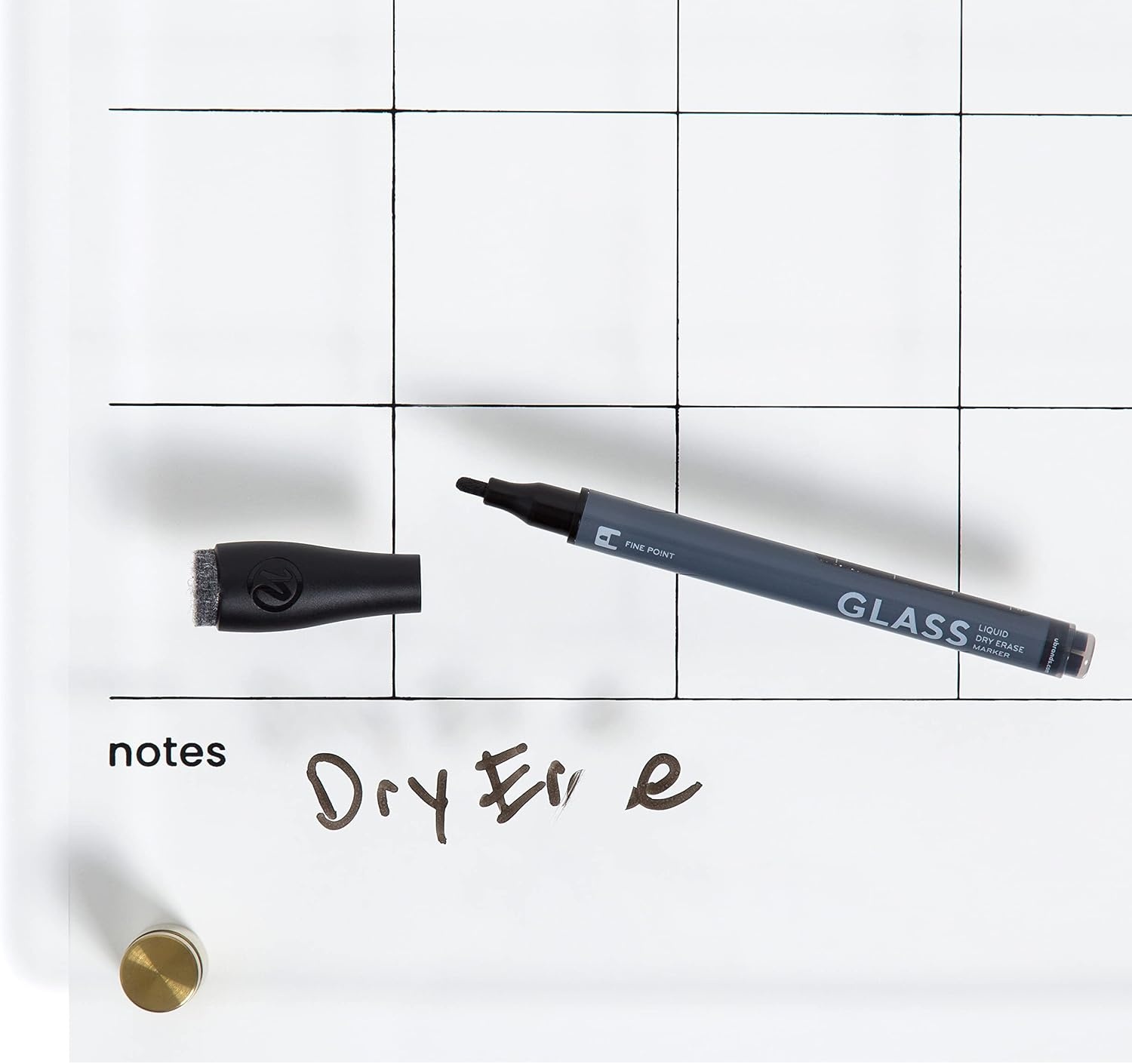 image:imageU Brands Acrylic Monthly Dry Erase Calendar White Board Clear with Gold Finish Hardware 16 x 16