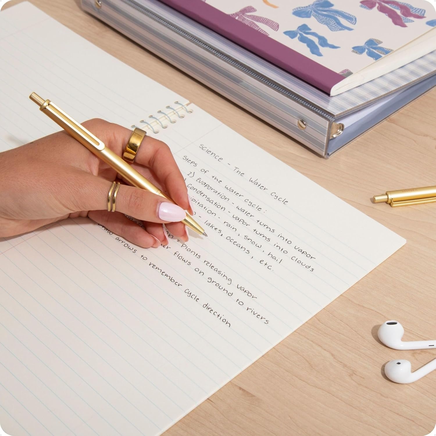 image:imageU Brands Avalon Electroplated Rose Gold Gel Pens Set of 2 with 2 Refills 07mm Medium Point Smooth Black Ink Durable Designer FinishGold
