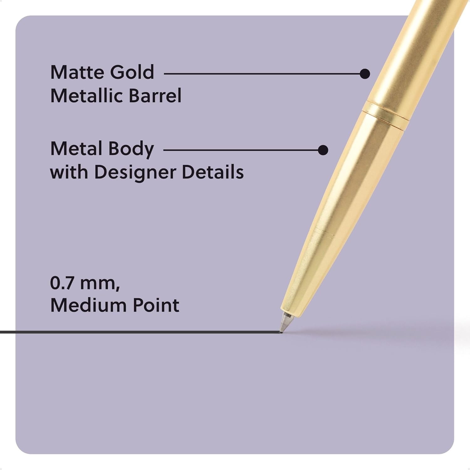 image:imageU Brands Avalon Electroplated Rose Gold Gel Pens Set of 2 with 2 Refills 07mm Medium Point Smooth Black Ink Durable Designer FinishGold
