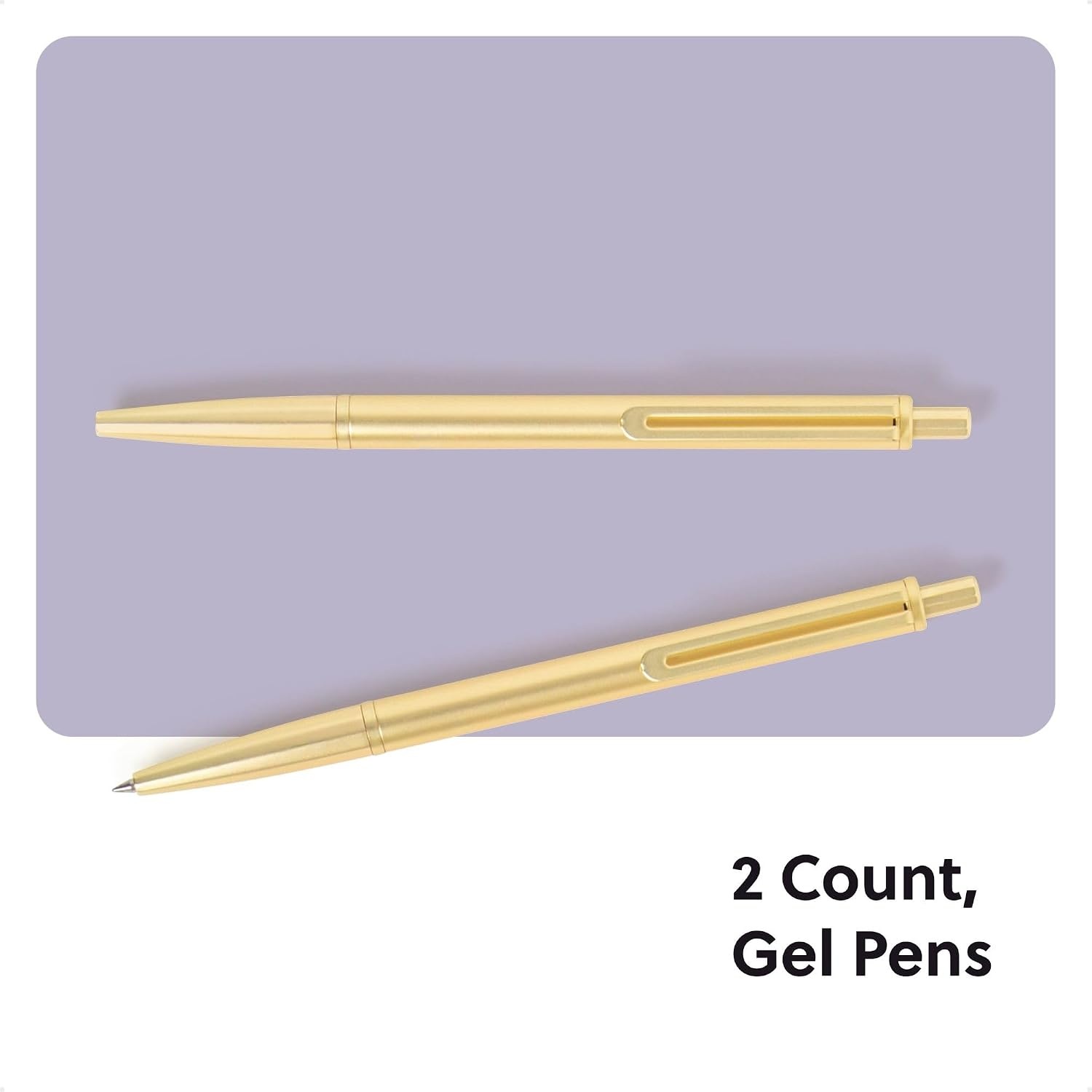 image:imageU Brands Avalon Electroplated Rose Gold Gel Pens Set of 2 with 2 Refills 07mm Medium Point Smooth Black Ink Durable Designer FinishGold