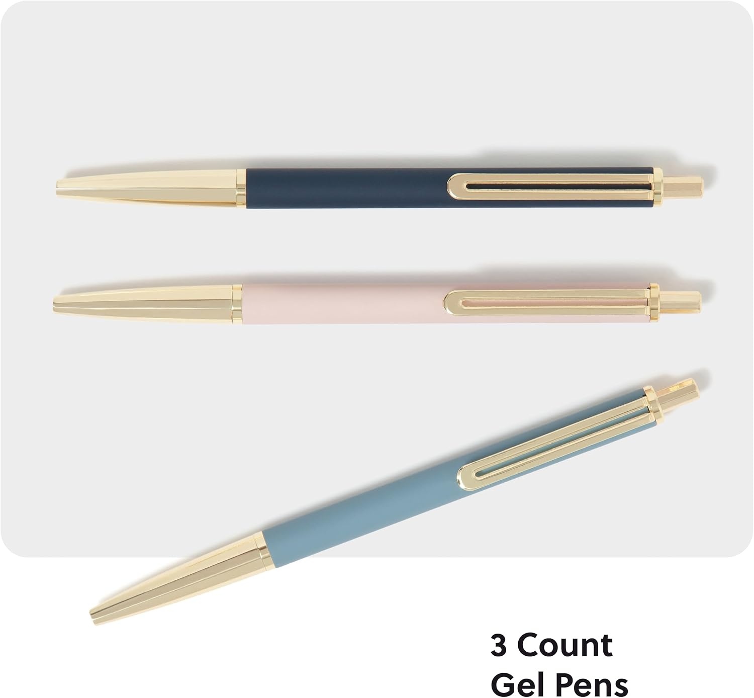 image:imageU Brands Avalon Electroplated Rose Gold Gel Pens Set of 2 with 2 Refills 07mm Medium Point Smooth Black Ink Durable Designer FinishMidCentury Geo