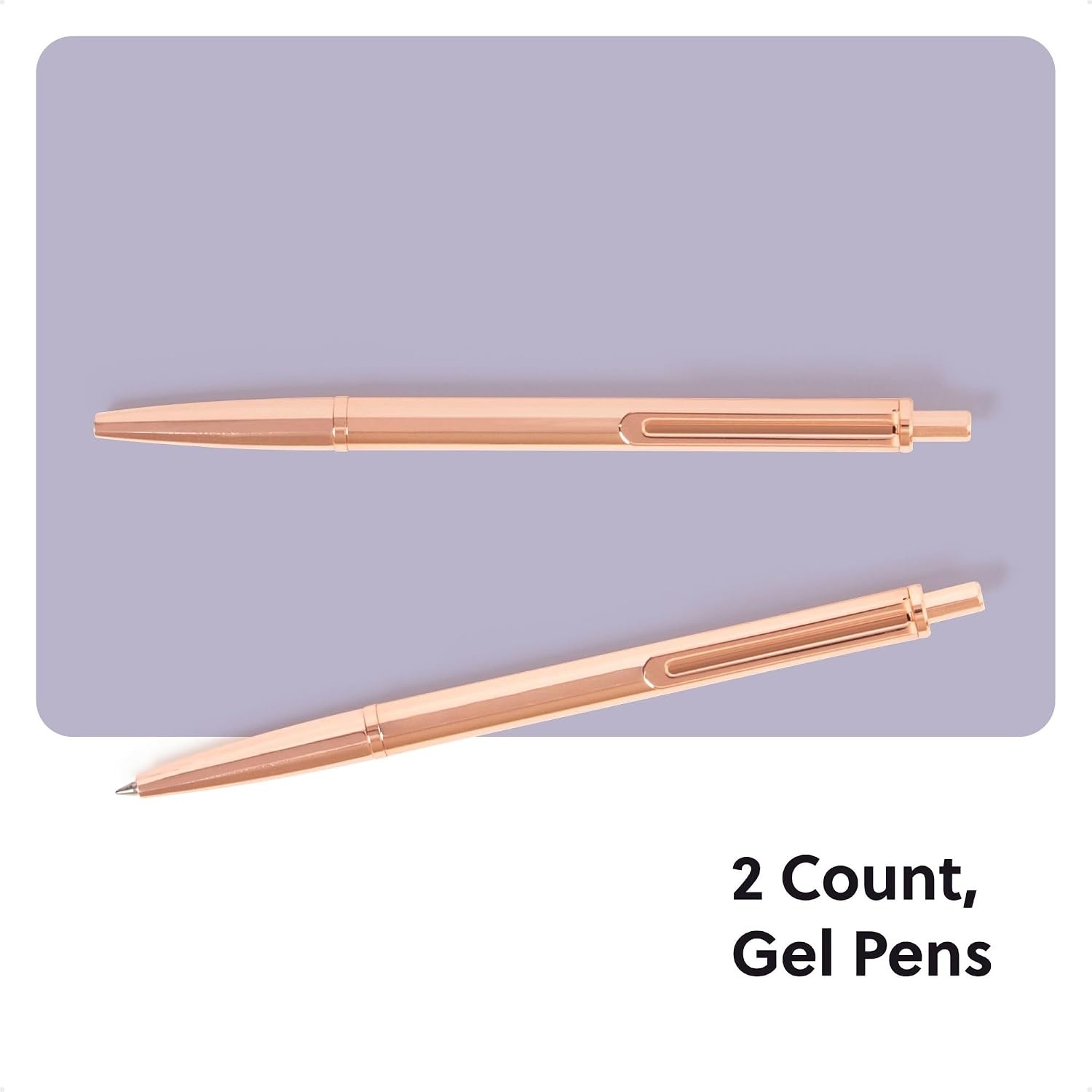 image:imageU Brands Avalon Electroplated Rose Gold Gel Pens Set of 2 with 2 Refills 07mm Medium Point Smooth Black Ink Durable Designer FinishRose Gold