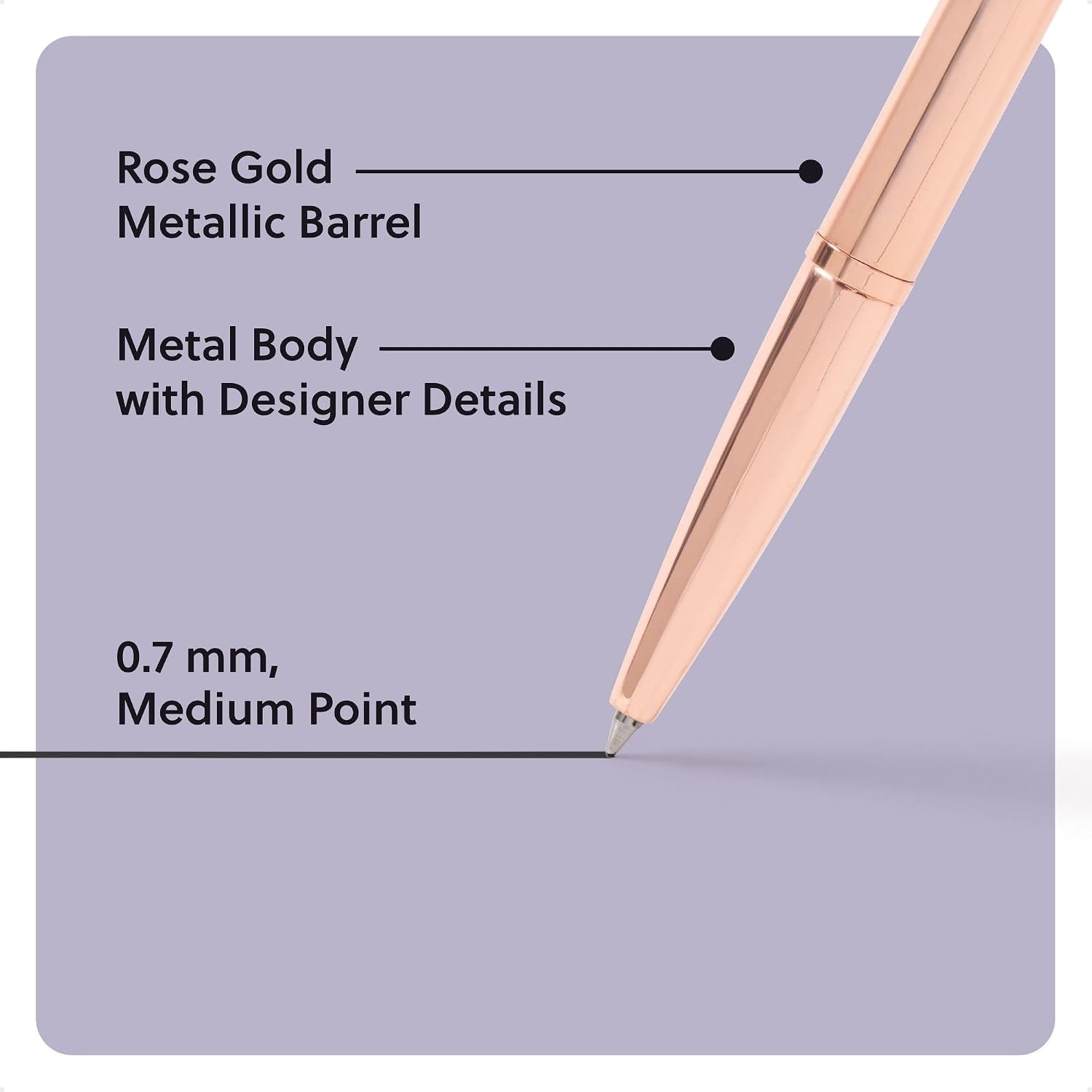 image:imageU Brands Avalon Electroplated Rose Gold Gel Pens Set of 2 with 2 Refills 07mm Medium Point Smooth Black Ink Durable Designer FinishRose Gold