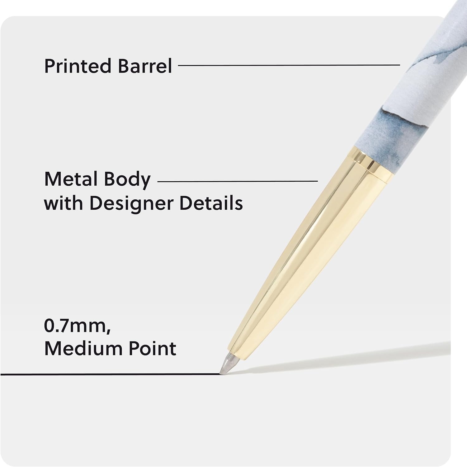 image:imageU Brands Avalon Electroplated Rose Gold Gel Pens Set of 2 with 2 Refills 07mm Medium Point Smooth Black Ink Durable Designer FinishSet In Stone