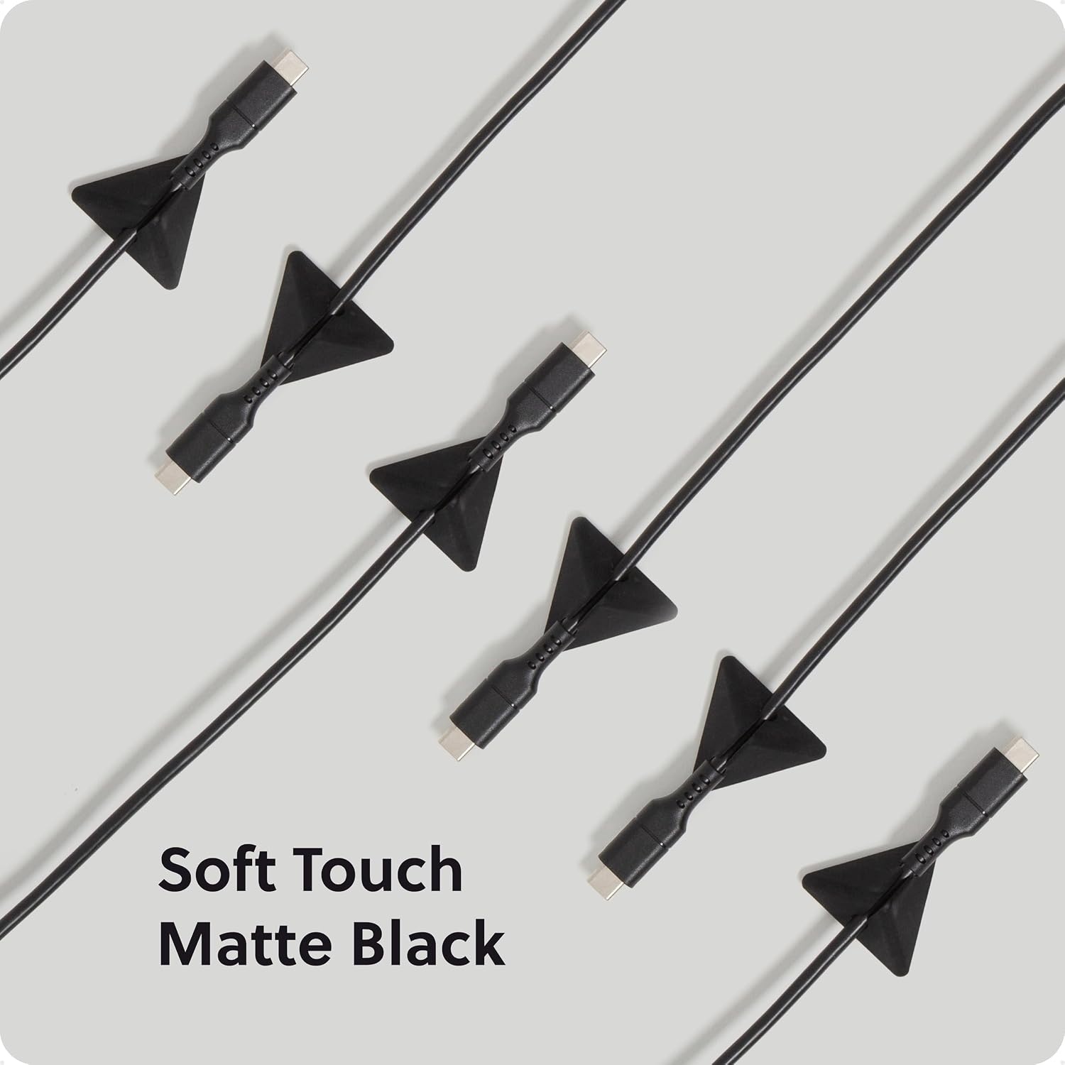 image:imageU Brands Black Silicone Pyramid Cable Clips 12 Pack Adhesive Cord Organizer Cable Management Clips for Desk Office and TravelMatte Black