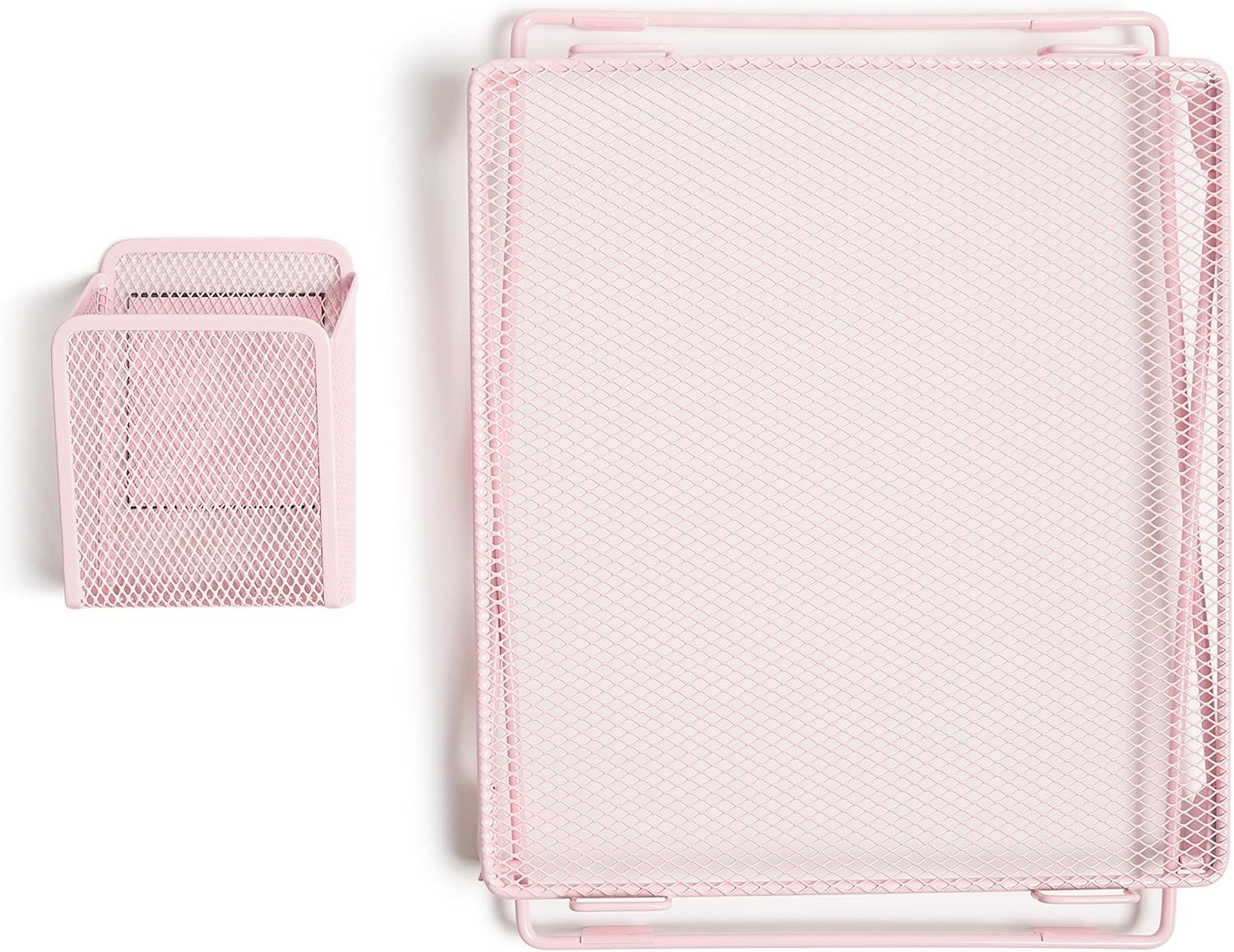 image:imageU Brands Blush Mesh Locker Organization Kit Includes Magnetic Cup and Folding Shelf 2 PiecesBlush