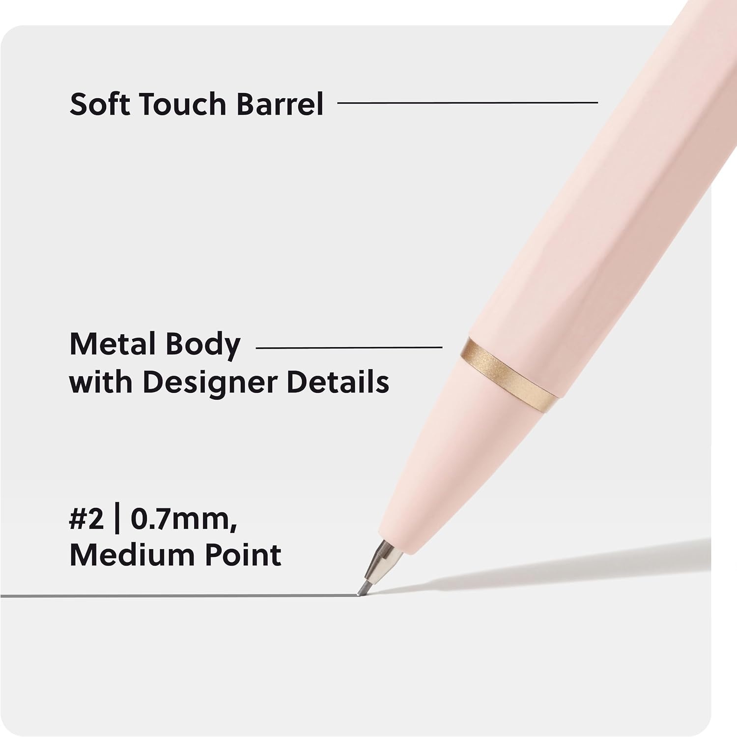 image:imageU Brands Cambria Mechanical Pencils Set of 2 Midnight Black Soft Touch Medium 07 mm Point Lead and Eraser RefillsBlush Pink