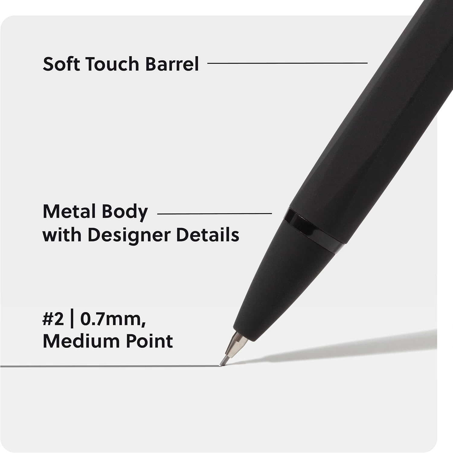 image:imageU Brands Cambria Mechanical Pencils Set of 2 Midnight Black Soft Touch Medium 07 mm Point Lead and Eraser RefillsMidnight Black