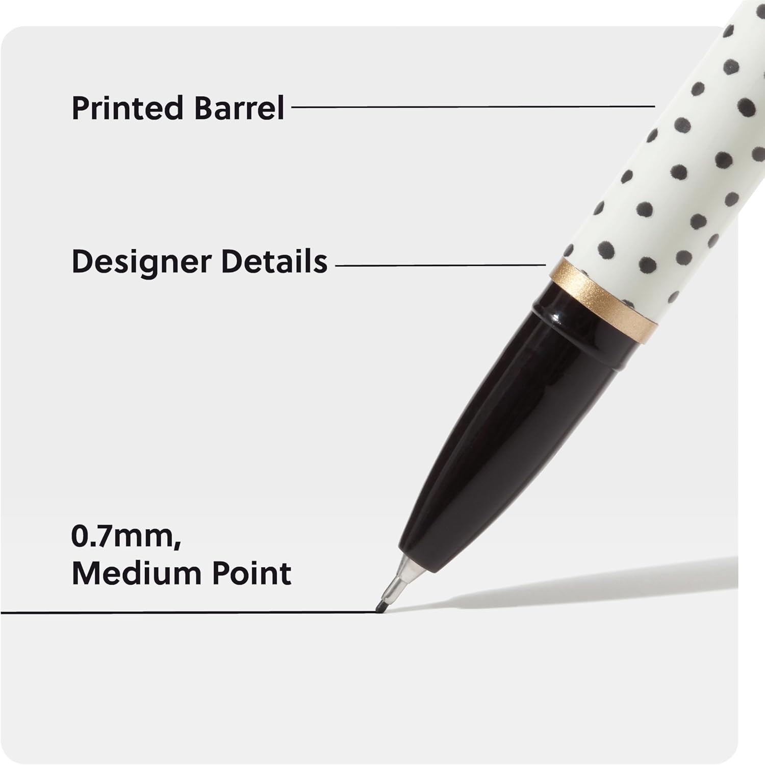 image:imageU Brands Catalina Felt Tip Pens Set of 6 Black Ink Pens Medium 07 mm Point Lucent DreamsDots and Stripes
