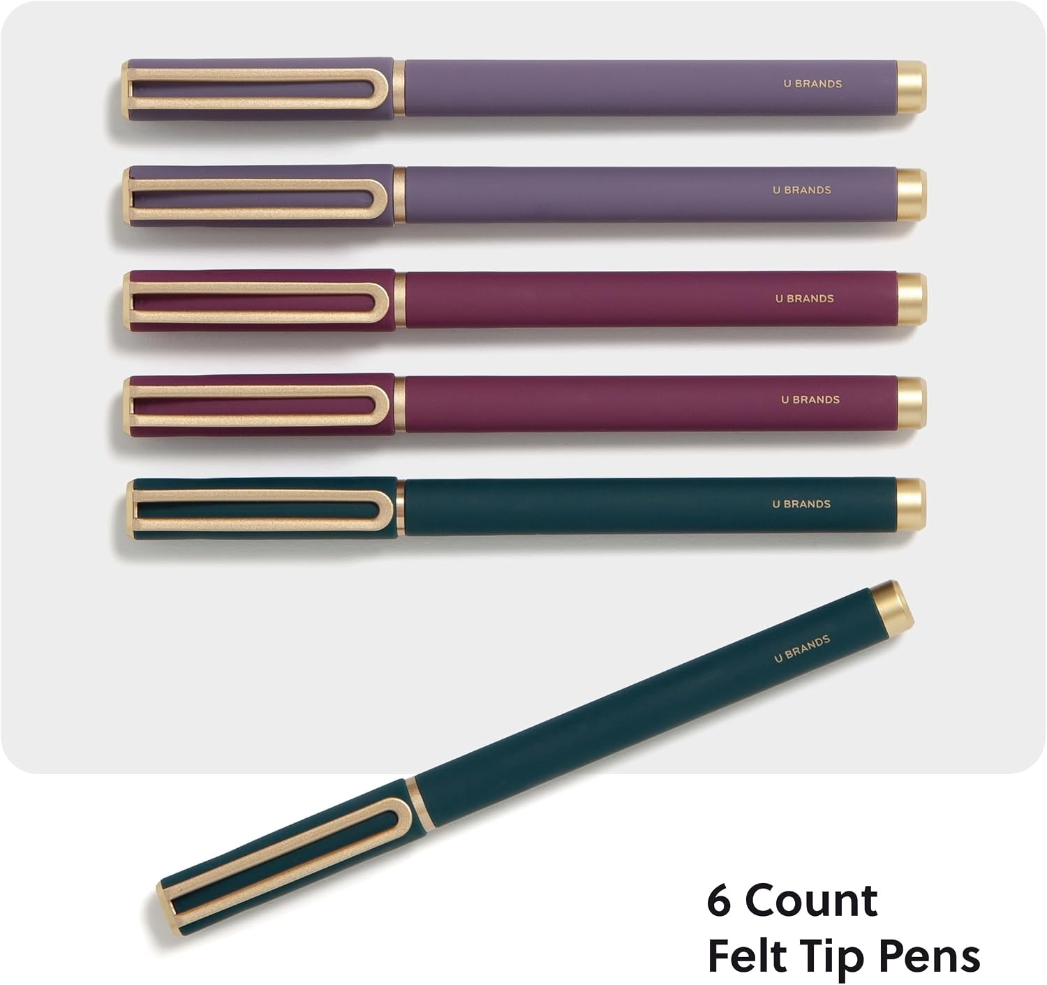 image:imageU Brands Catalina Felt Tip Pens Set of 6 Black Ink Pens Medium 07 mm Point Lucent DreamsJewel Tones