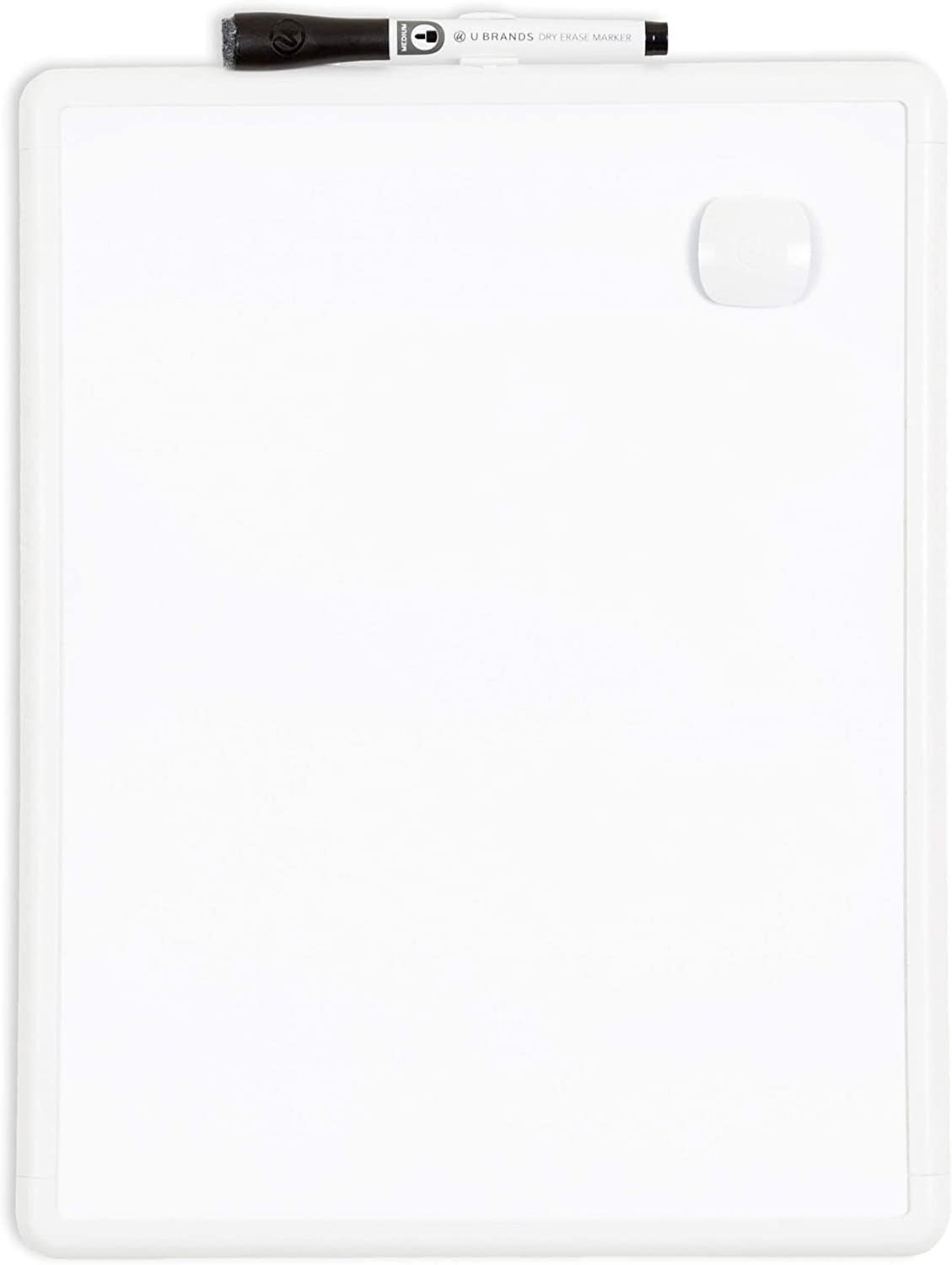 image:imageU Brands Contempo Magnetic Dry Erase Board 11 x 14 Inches White Frame Eraser and 6ct Marker Included